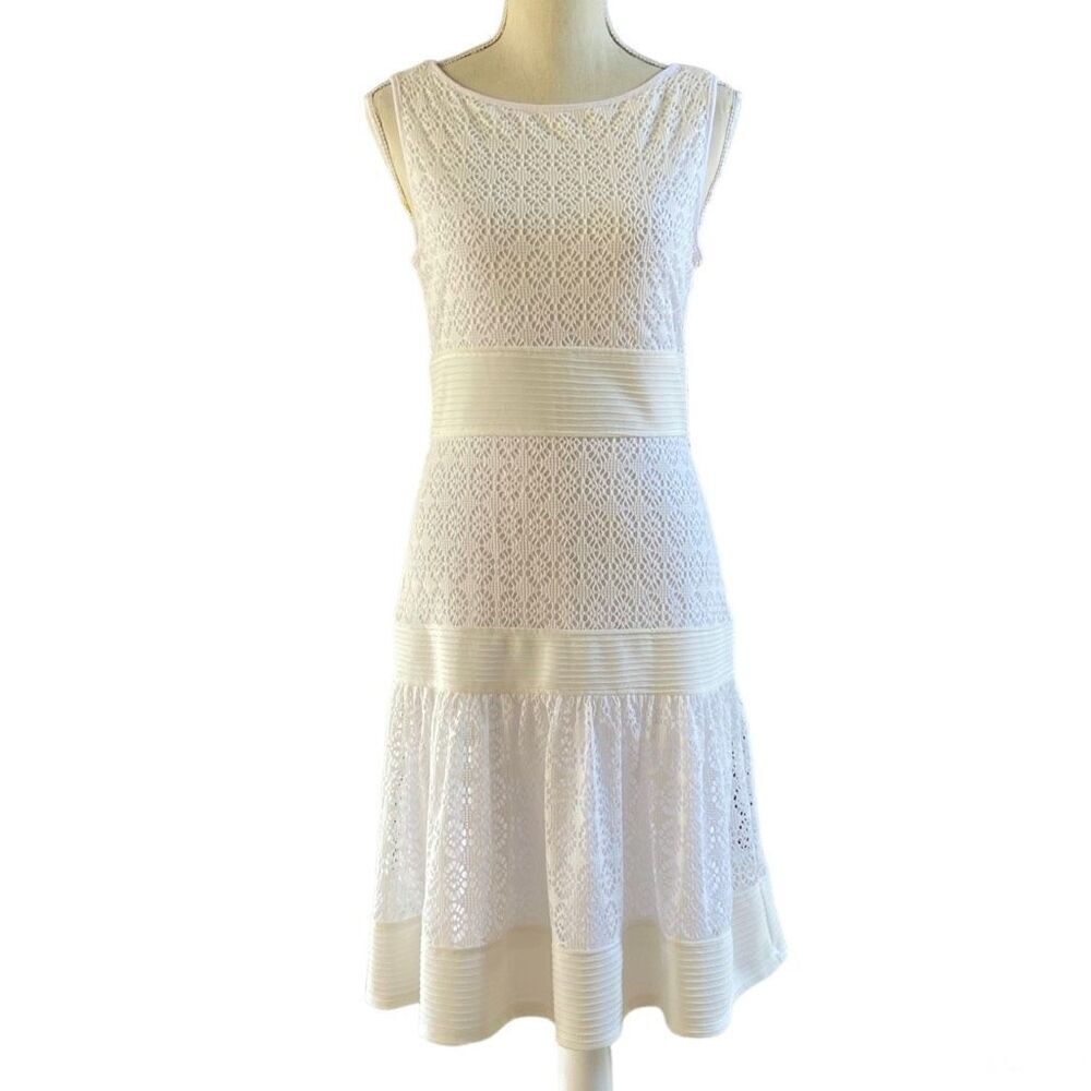 Taylor Crisp White Lace Dress 2